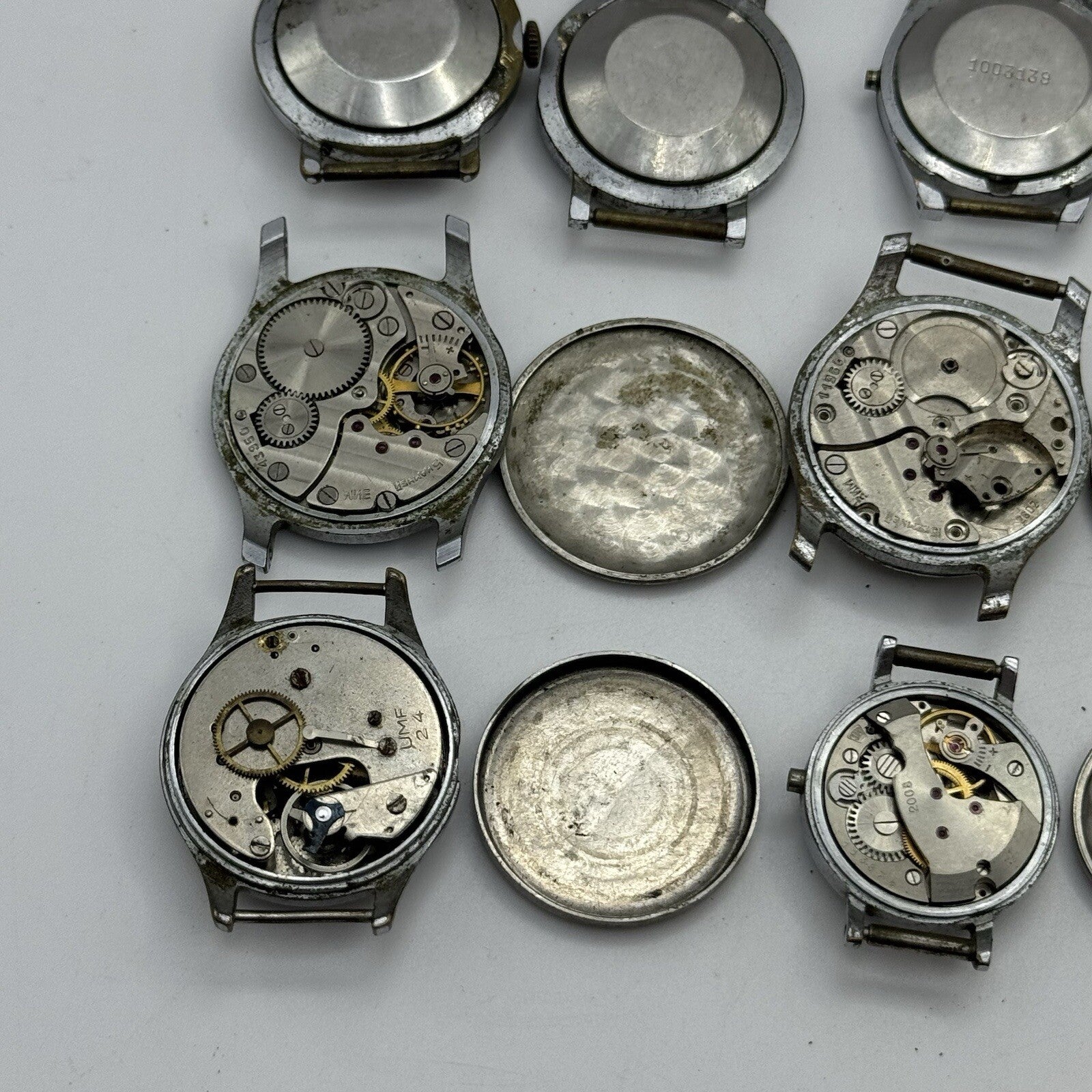 10 x Vintage Soviet Manual Wind Watch Heads For Parts Repair Job Lot Bundle