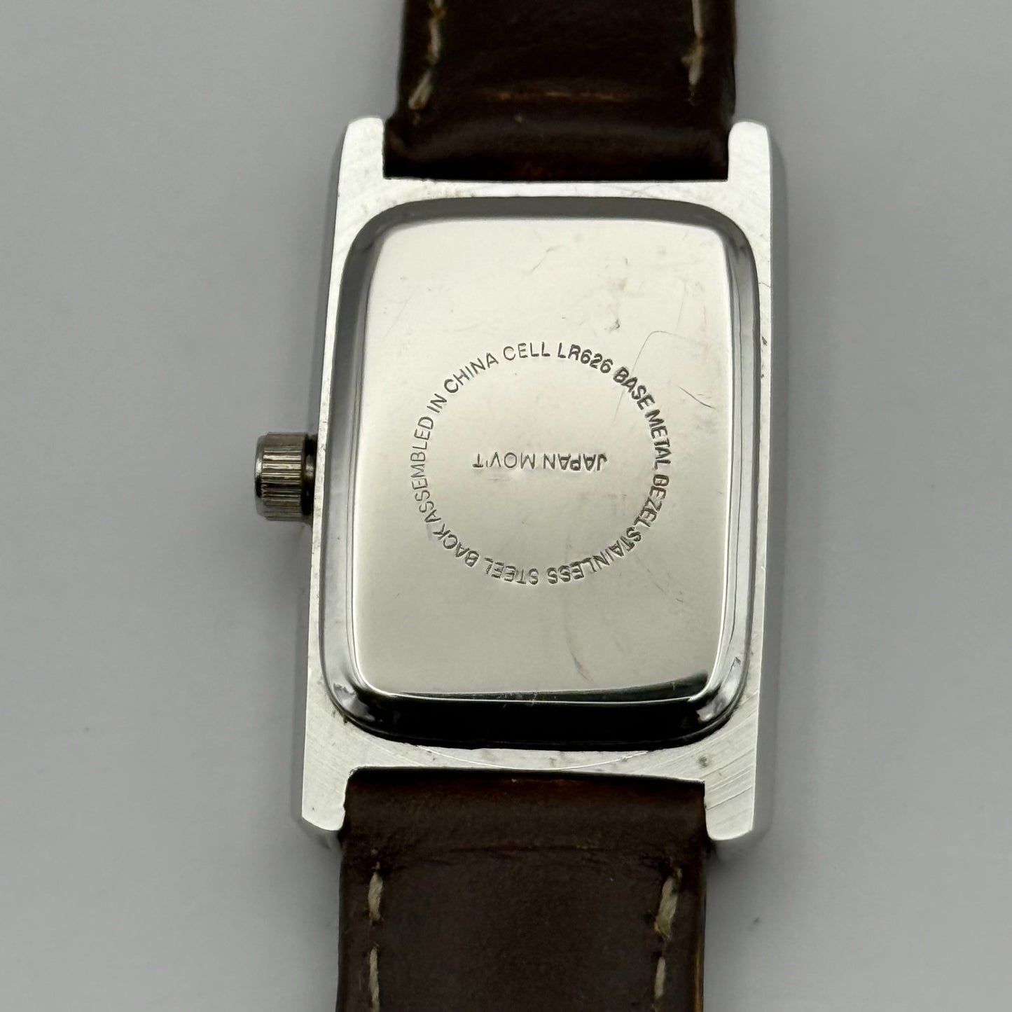 Alpine Ladies Quartz Watch Rectangle Dial Brown Leather Strap Japan Working 18mm