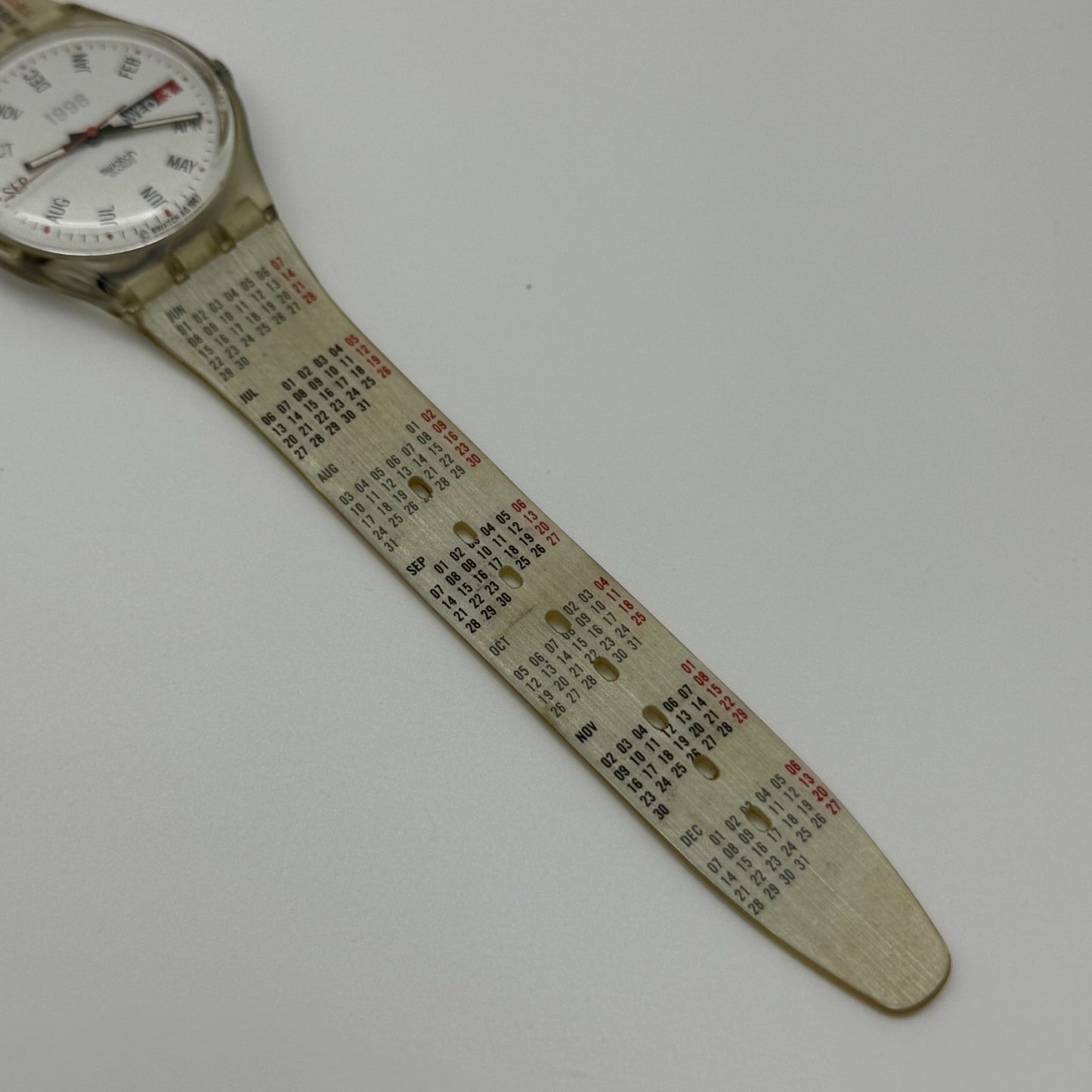 1998 Swatch Calendarium GK726 Quartz Watch Date White Dial Swiss + Box 33mm