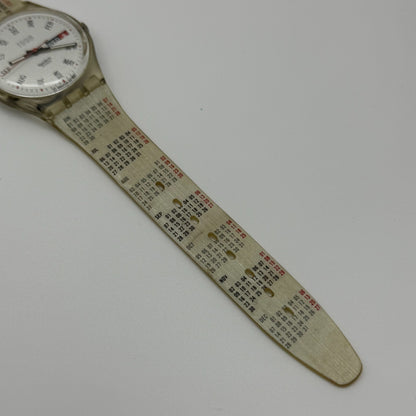 1998 Swatch Calendarium GK726 Quartz Watch Date White Dial Swiss + Box 33mm