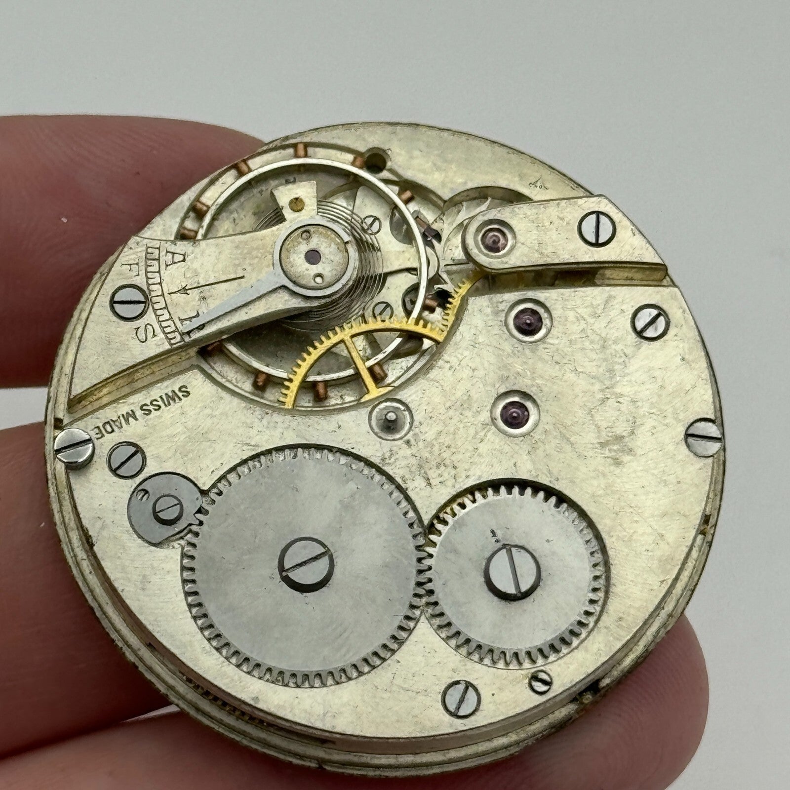 42.2mm Vintage Balance Ok Sub Seconds Swiss Pocket Watch Movement PARTS REPAIR