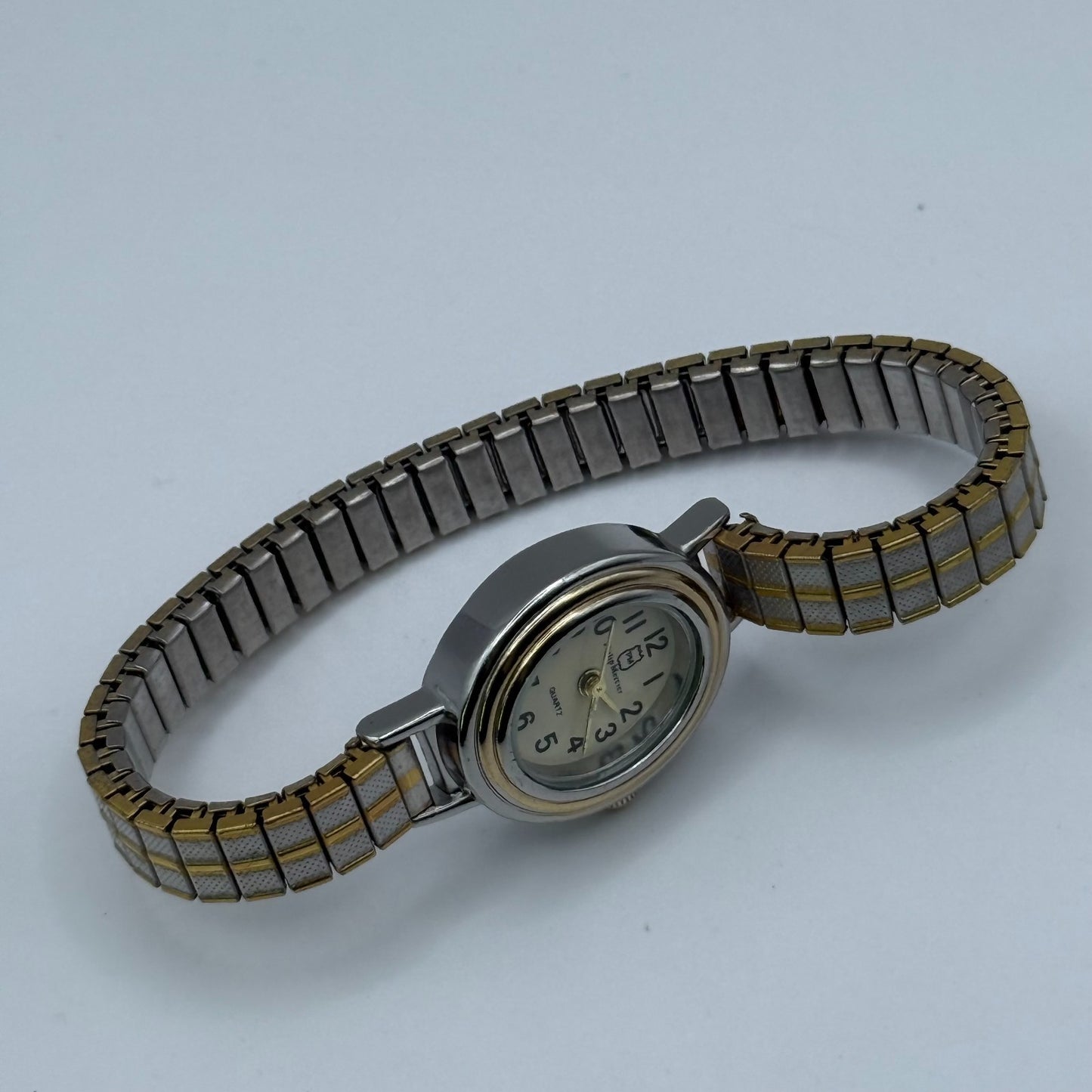 Philip Mercier Ladies Quartz Watch Two Tone Stretch Band Working 19mm