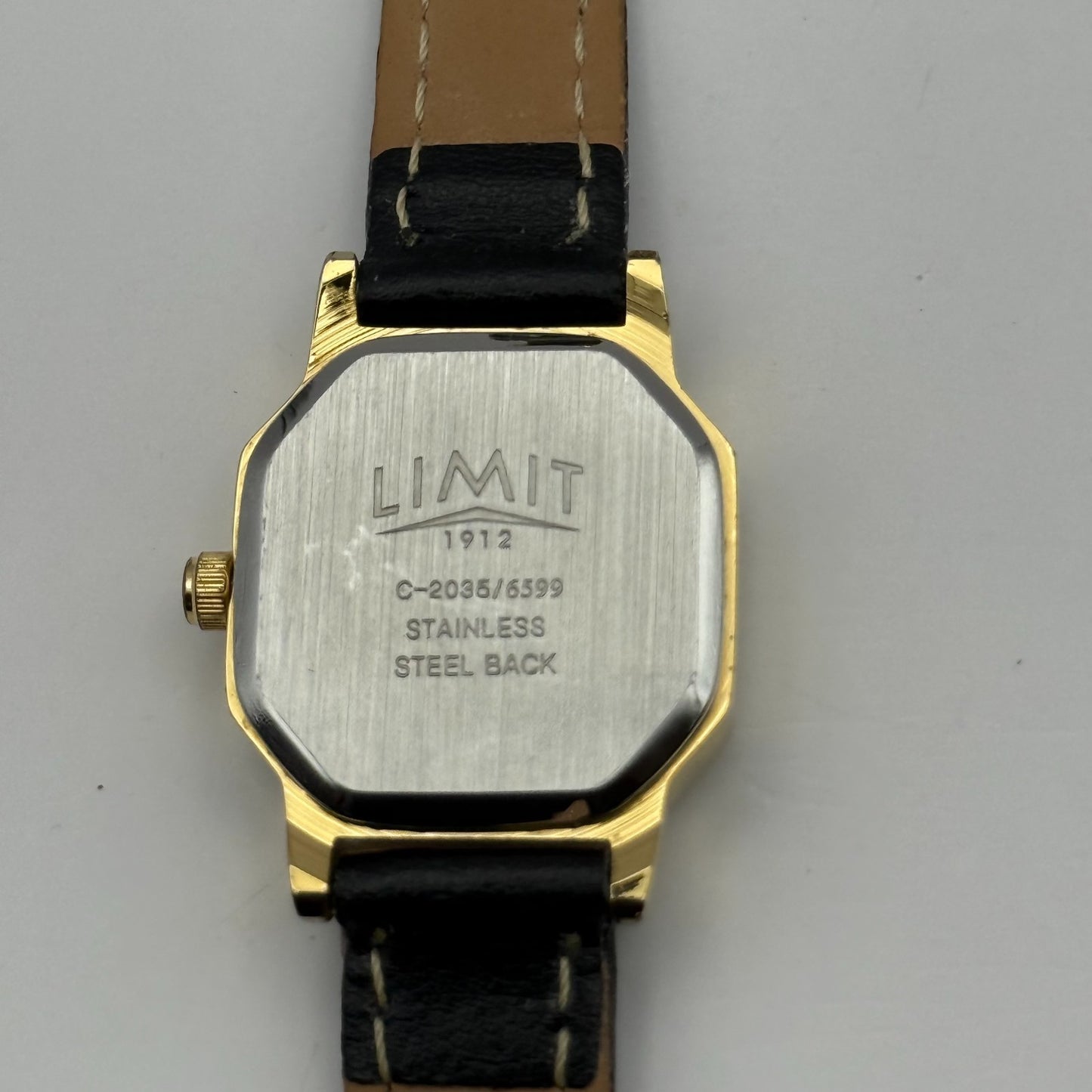 Limit 1912 Ladies Quartz Watch White Dial Black Leather Strap Working 22mm