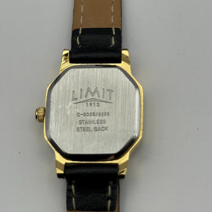 Limit 1912 Ladies Quartz Watch White Dial Black Leather Strap Working 22mm