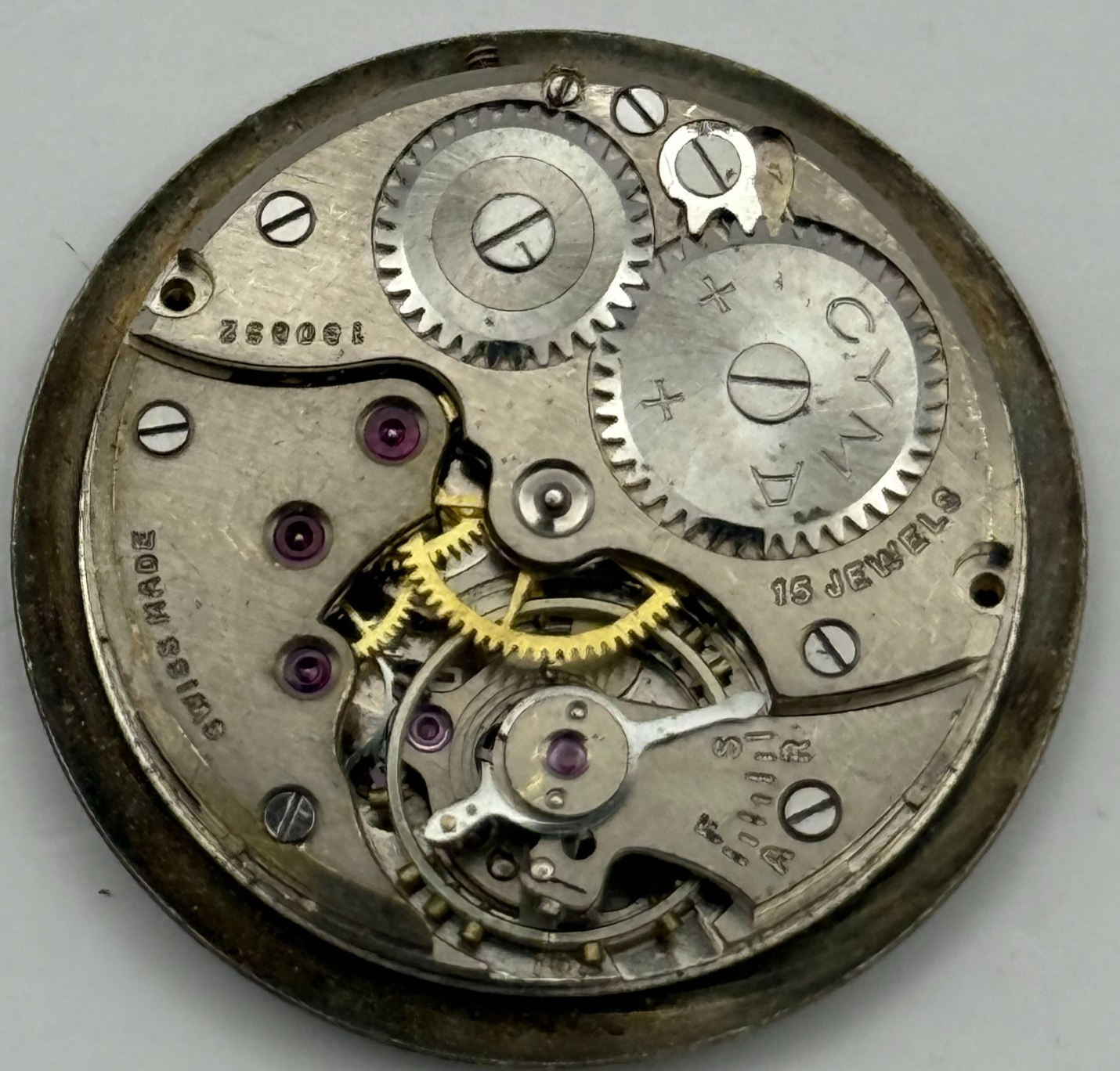 Cyma 162 Watch Movement Manual Wind Vintage Swiss 15 Jewels Parts Repair 23.5mm