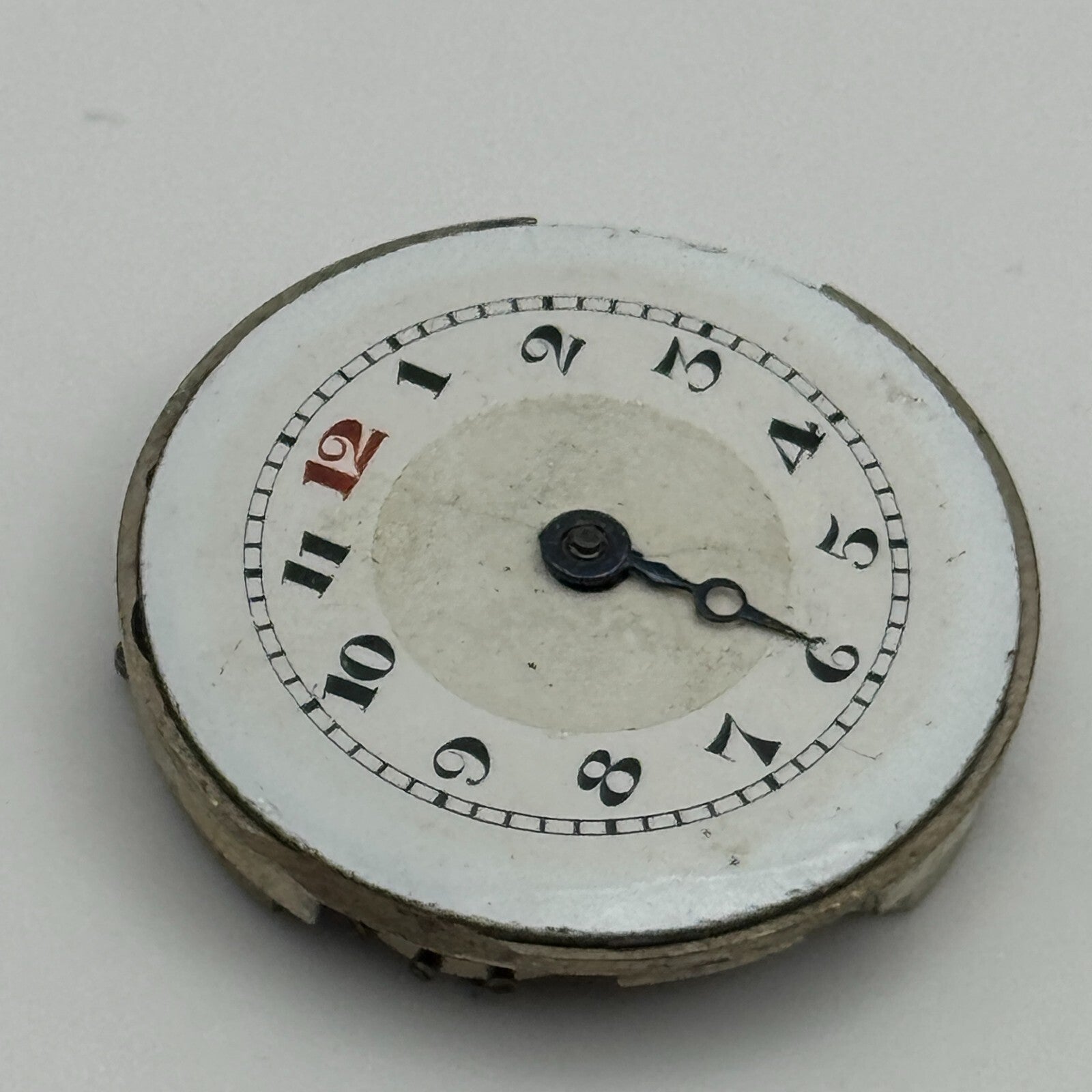 23.7mm Unidentified Porcelain Bullseye Dial Trench Watch Movement Manual Wind