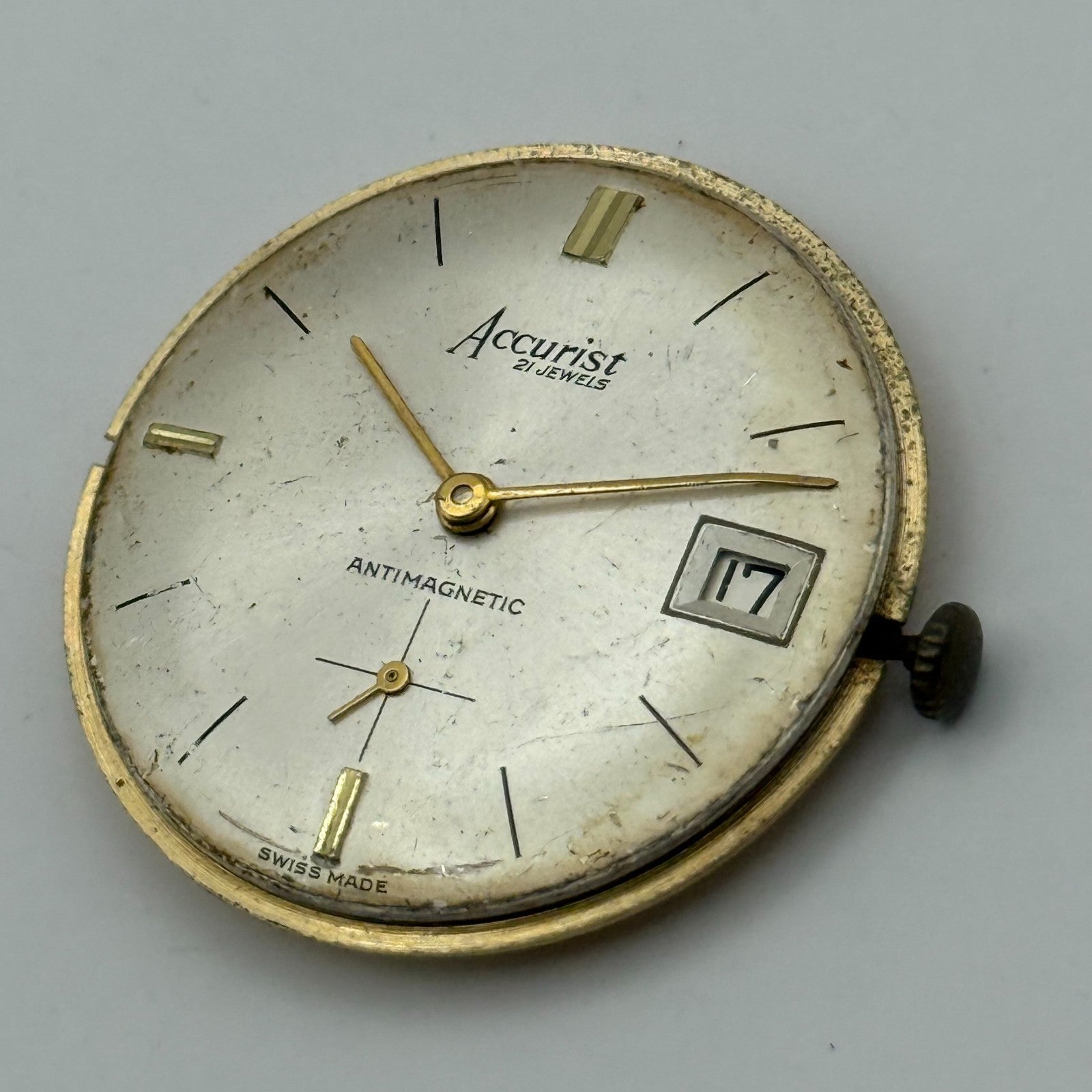 AS 1691/93 Watch Movement Accurist Manual Wind Vintage Swiss Parts Repair 30.3mm