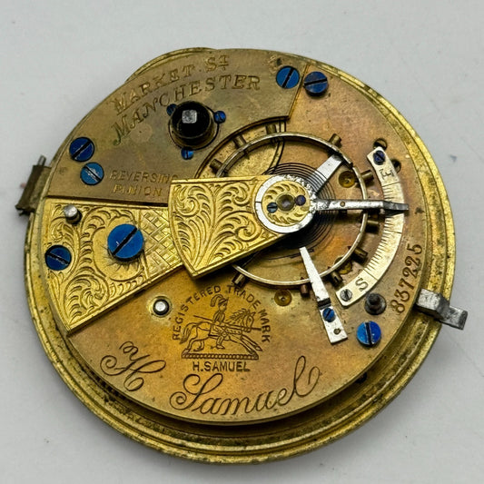 44.6mm Antique H Samuel Manchester The "Accurate" Pocket Watch Movement PARTS