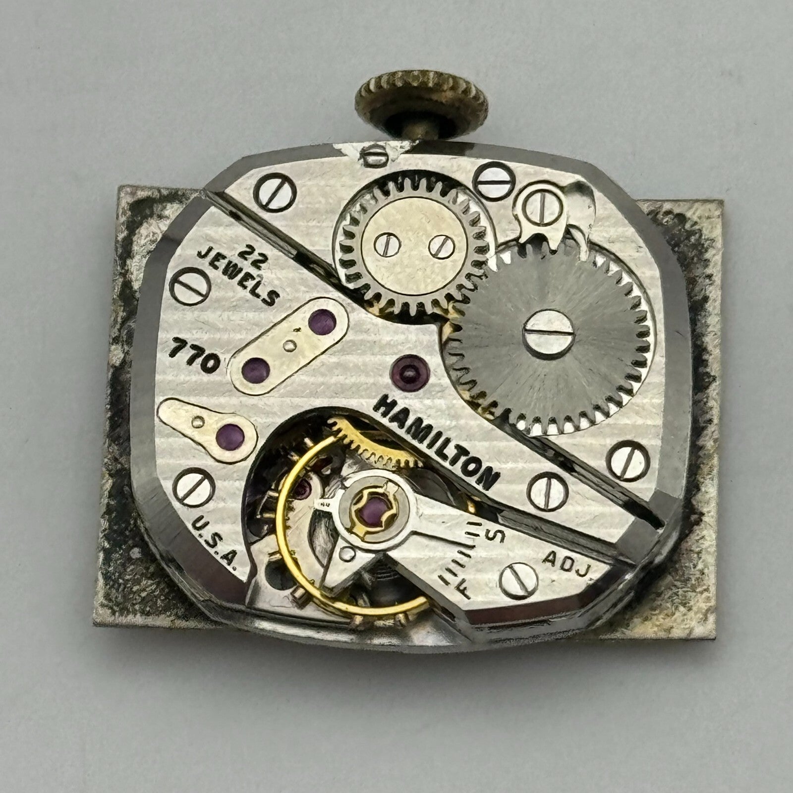 20.4mm Running Hamilton Cal 770 Manual Wind 22 Jewels USA Watch Movement PARTS