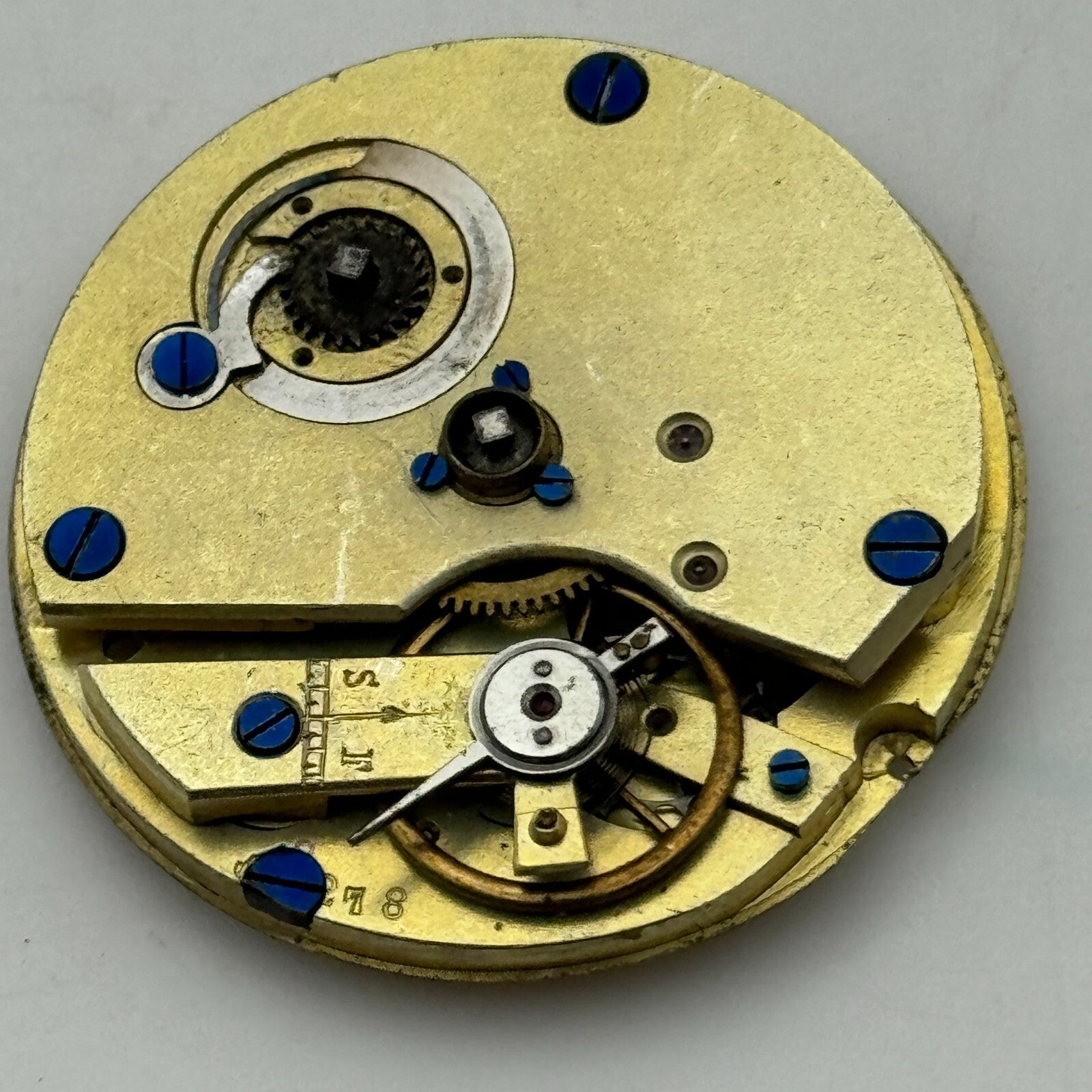 36.3mm Antique Unidentified Key Wound Pocket Watch Movement PARTS REPAIR SPARES