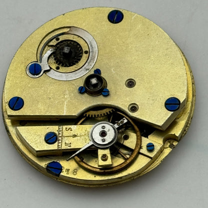 36.3mm Antique Unidentified Key Wound Pocket Watch Movement PARTS REPAIR SPARES