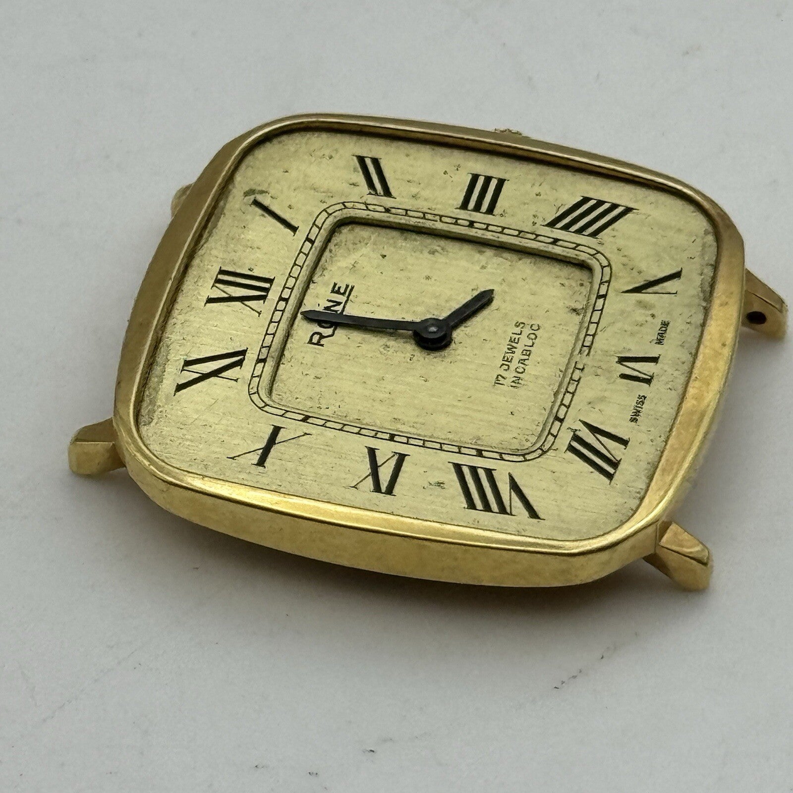 29mm Ladies Manual Wind Rone Gold Placed SwissWatch Head FOR PARTS To Restore