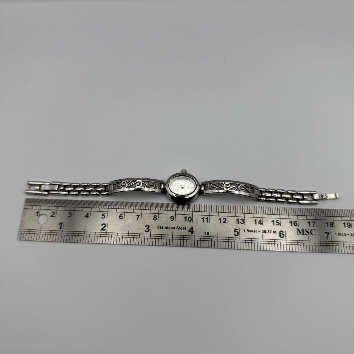 Thomas Calvi Ladies Quartz Watch Oval Dial Silver Tone Bracelet Working 21mm