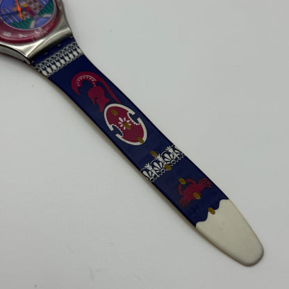 1992 Swatch Taj Mahal India Delhi Blue Strap Quartz Watch Swiss + Box 34mm