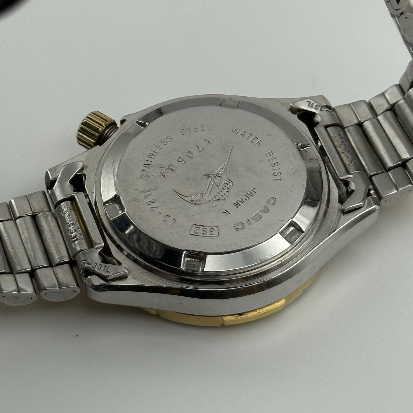 31mm Working Vintage Rare Casio LD-721 Two Tone Date 20Bar Quartz Watch 6 Inches