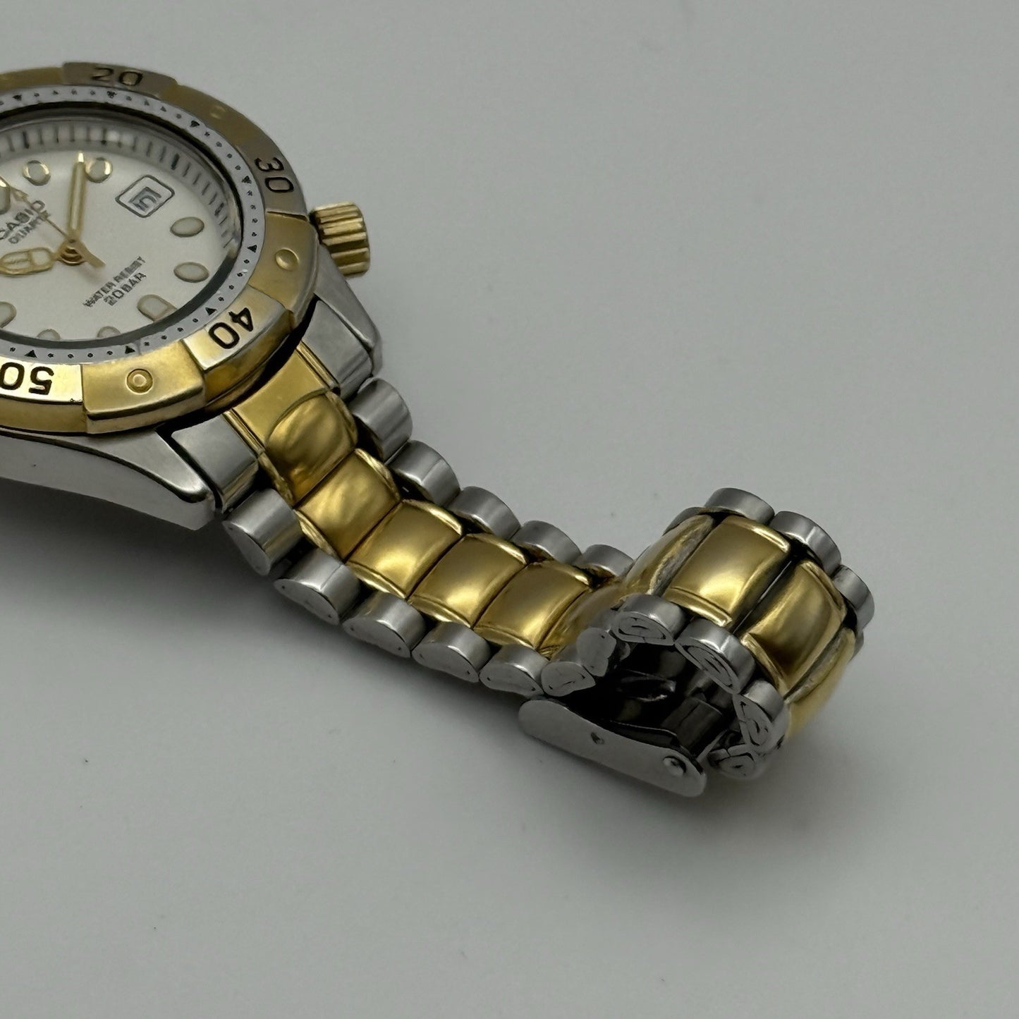 31mm Working Vintage Rare Casio LD-721 Two Tone Date 20Bar Quartz Watch 6 Inches