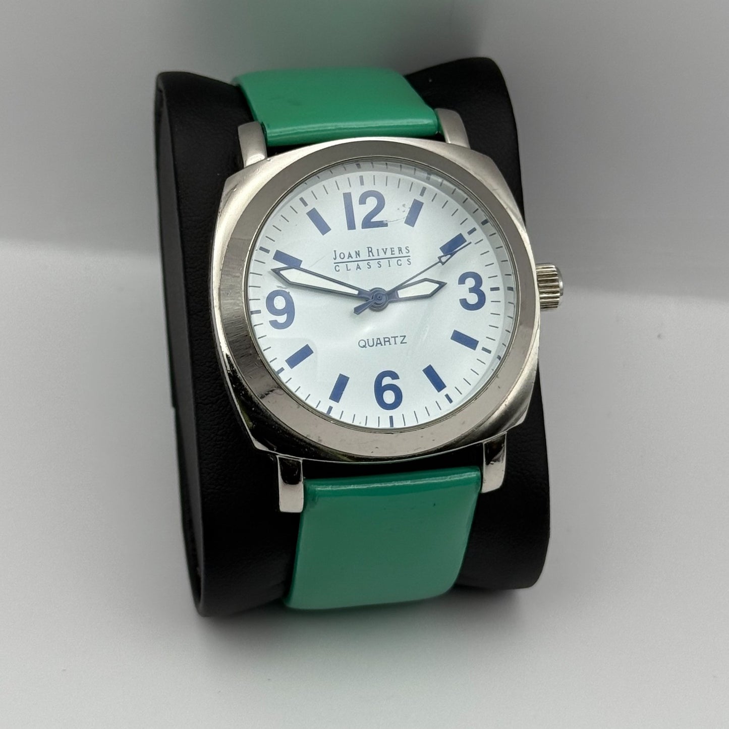 Joan Rivers Classics Mens Quartz Watch Green Leather Strap Japan Working 40mm