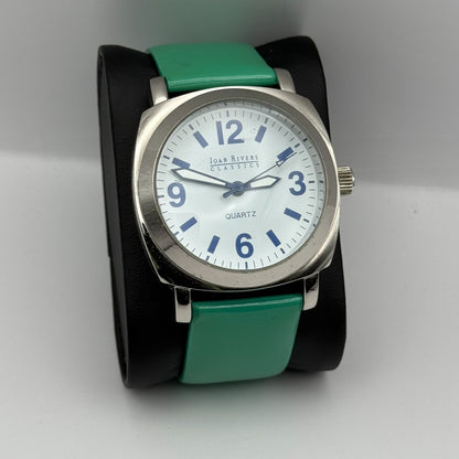 Joan Rivers Classics Mens Quartz Watch Green Leather Strap Japan Working 40mm