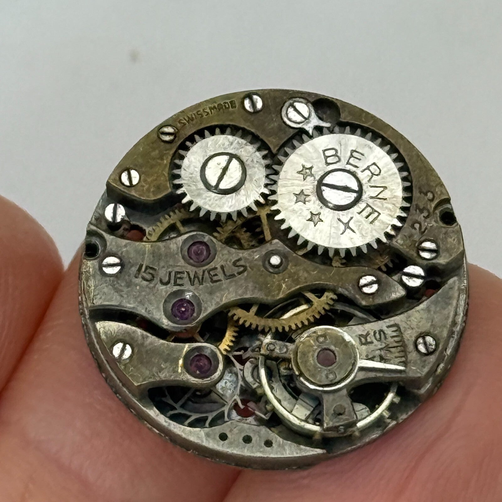 22mm Vintage Bernex Maru 233 Swiss Made Manual Wind Watch Movement PARTS REPAIR