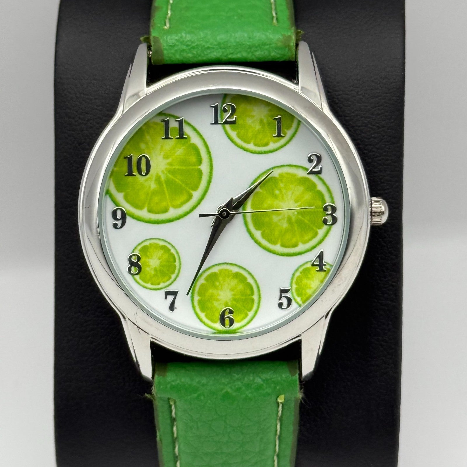 Eve Mon Crios Ladies Quartz Watch Lime Slice Dial Green Strap Japan Working 36mm