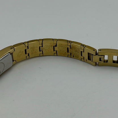 12mm Working Ladies Gold Plated DKNY NY-3814 Quartz Rectangle Watch 5.5 Inches