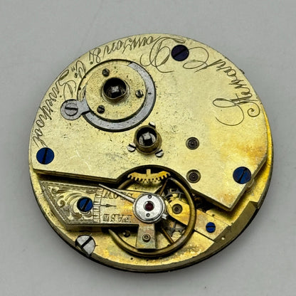 36.3mm Antique Stewart Dawson Co Liverpool Key Wound Pocket Watch Movement PARTS