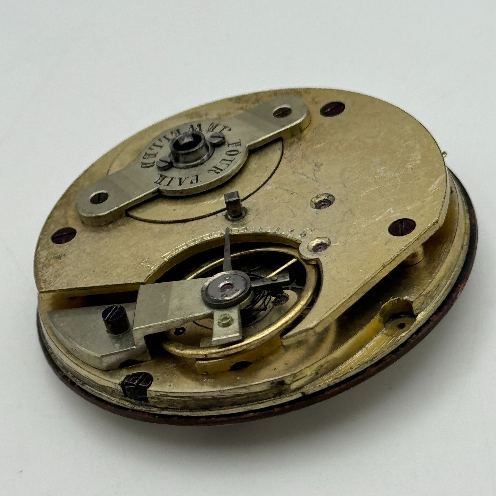 46.4mm Antique Four Pair Jewelled Unique Key Wound Pocket Watch Movement PARTS
