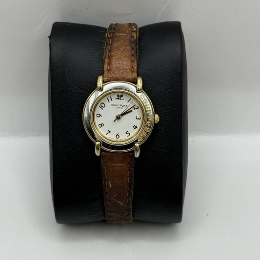 23mm Working Ladies Vintage Courreges Paris V401-0700 White Dial Quartz Watch