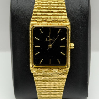 Limit Ladies Quartz Watch Black Dial Gold Tone Bracelet 24mm PARTS REPAIR