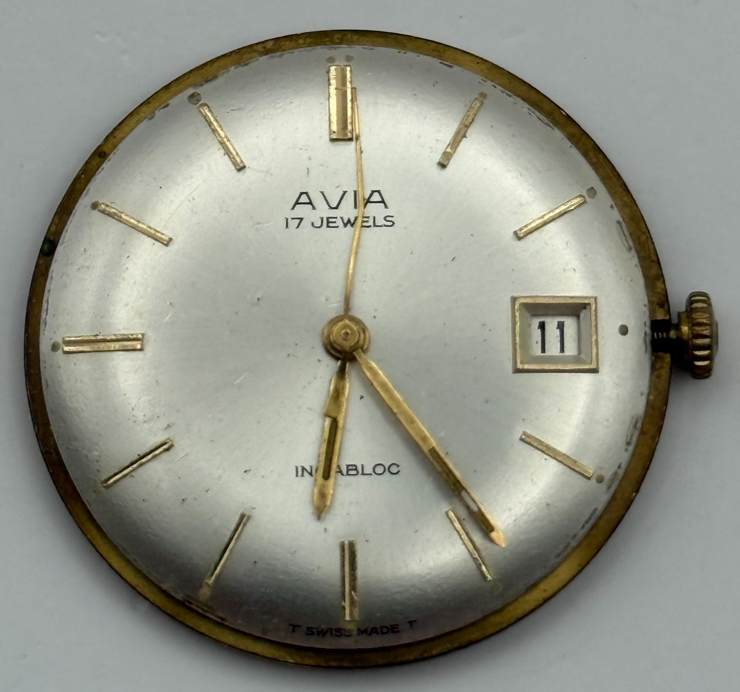 ETA 2408 Watch Movement Avia Manual Wind Vintage Swiss Parts Repair 31.4mm