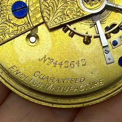 44.6mm Antique Kay Worcester Reversing Pinion Pocket Watch Movement PARTS