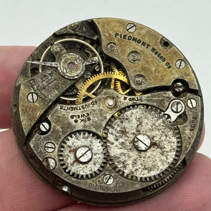 43.1mm Open Face Piedmont Watch Co 6 Jewels Swiss Pocket Watch Movement PARTS