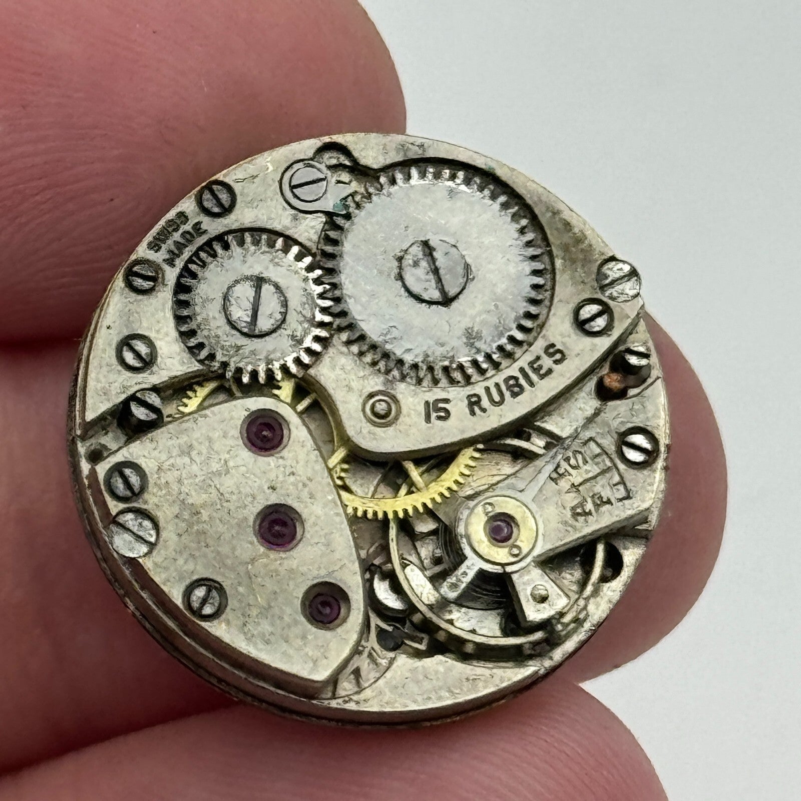 22mm Rolex Rolco 15 Rubies Military Trench Watch Movement Sub Seconds PARTS