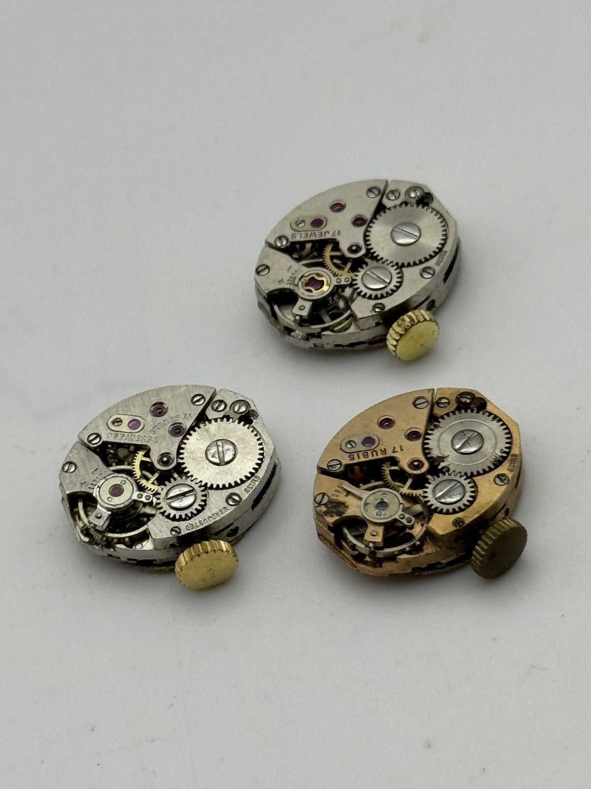 12.9mm Vintage Bundle AS 1012 Manual Wind Swiss Watch Movements x3 PARTS REPAIR