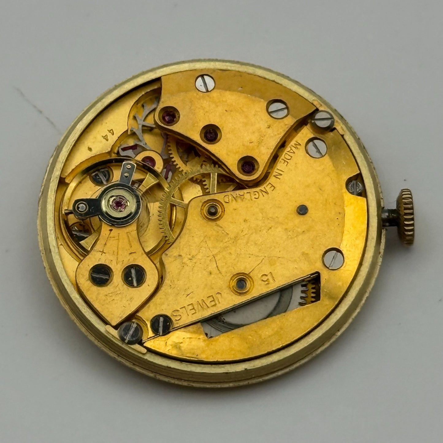 Smiths De Luxe 44 15 Jewels Watch Movement Manual Wind Vintage Parts 29.1mm
