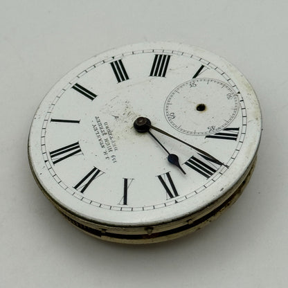41.1mm J H Stanley Deptford Balance Intact Key Wound Pocket Watch Movement PARTS