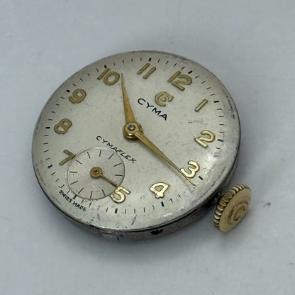 19.7mm Vintage Cyma R.424 Swiss 17 Jewels Manual Wind Watch Movement PART REPAIR