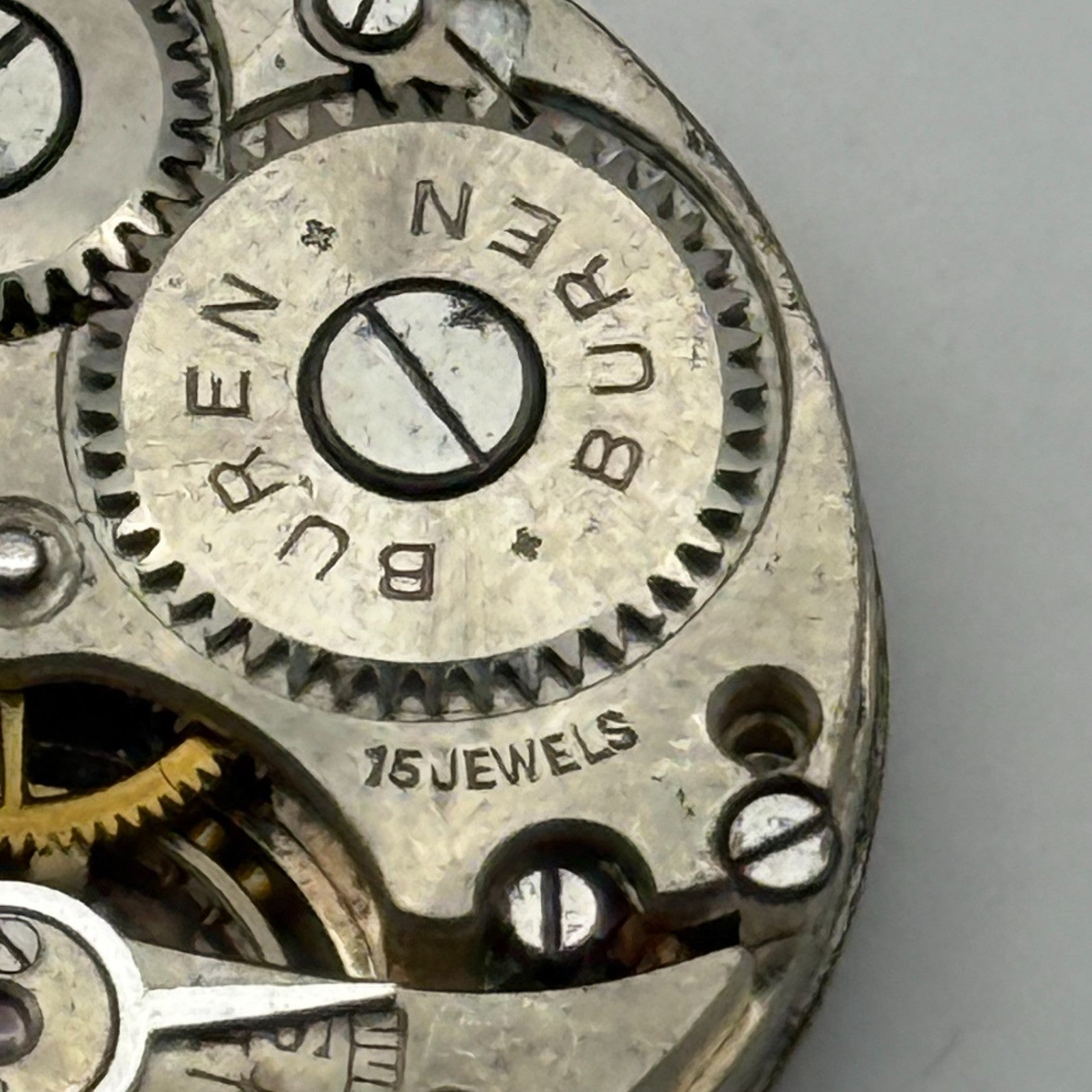 Buren 15 Jewels Watch Movement Manual Wind Vintage Swiss Parts Repair 23.7mm