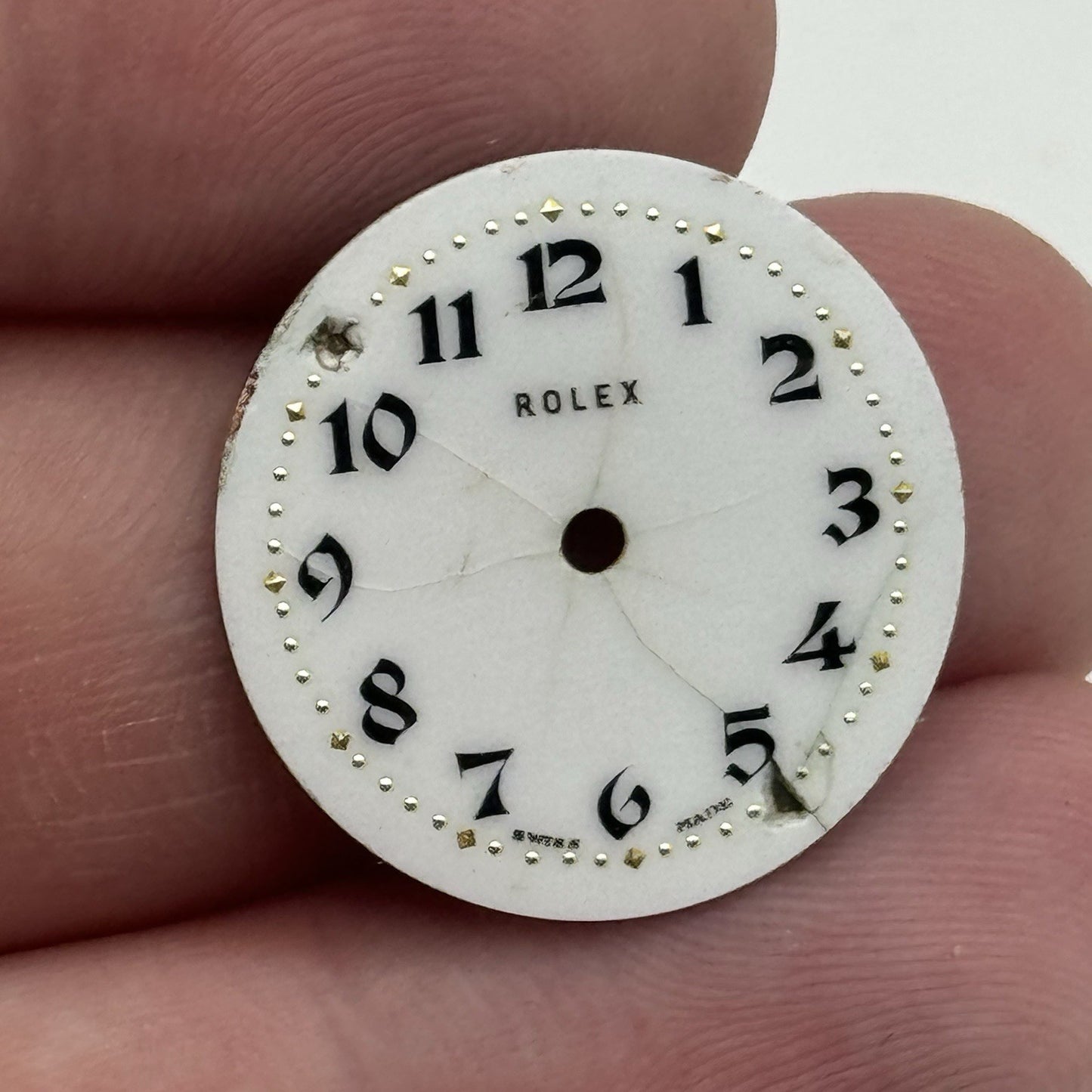 21.8mm Rare Antique Rolex Swiss Porcelain Watch Dial TO RESTORE PARTS REPAIR
