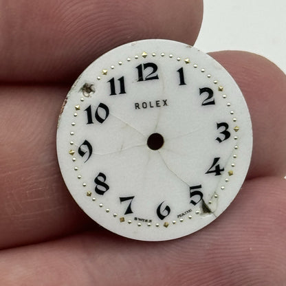 21.8mm Rare Antique Rolex Swiss Porcelain Watch Dial TO RESTORE PARTS REPAIR
