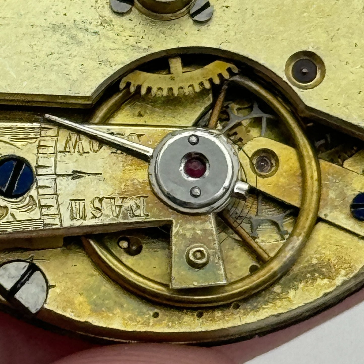 36.3mm Antique Stewart Dawson Co Liverpool Key Wound Pocket Watch Movement PARTS