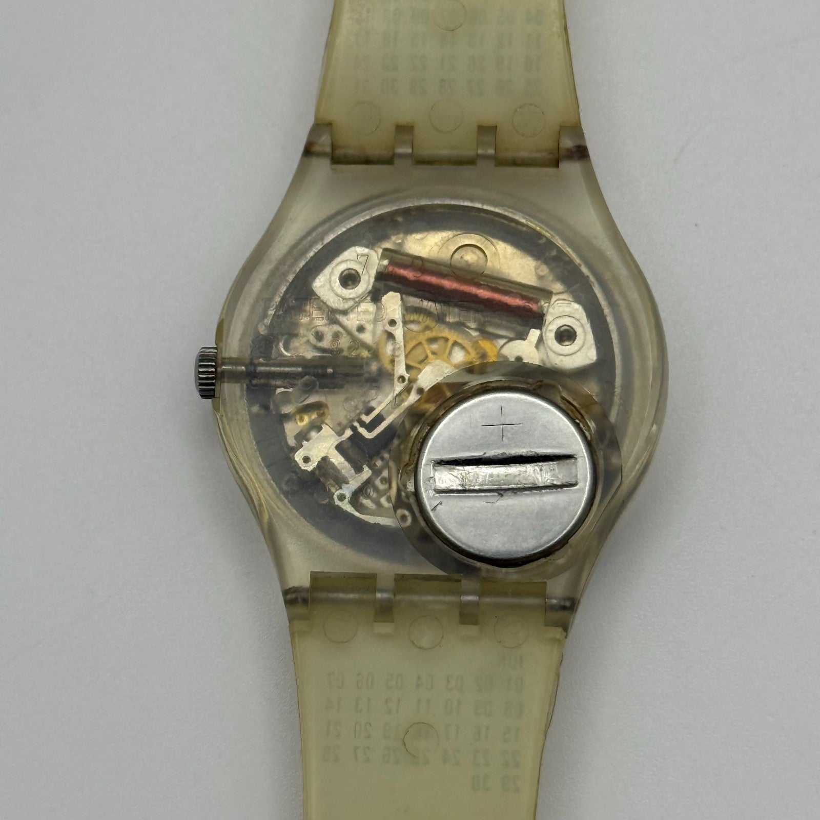 1998 Swatch Calendarium GK726 Quartz Watch Date White Dial Swiss + Box 33mm