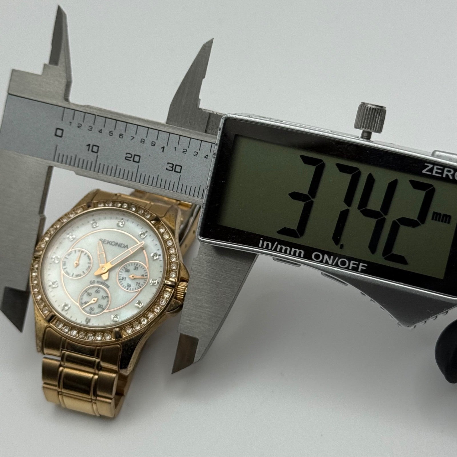 Sekonda 3 Dial Watch Rose Gold Tone Quartz Working Ladies 37mm N4740 Bracelet