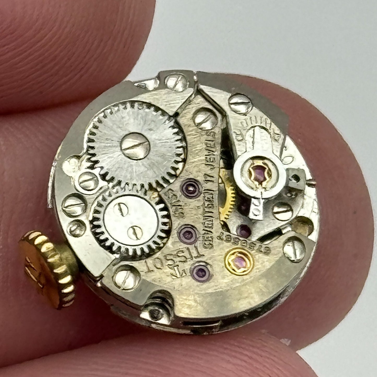 15.5mm Tissot 709 Swiss 17 Jewels Manual Wind Watch Movement Crown Vintage PARTS