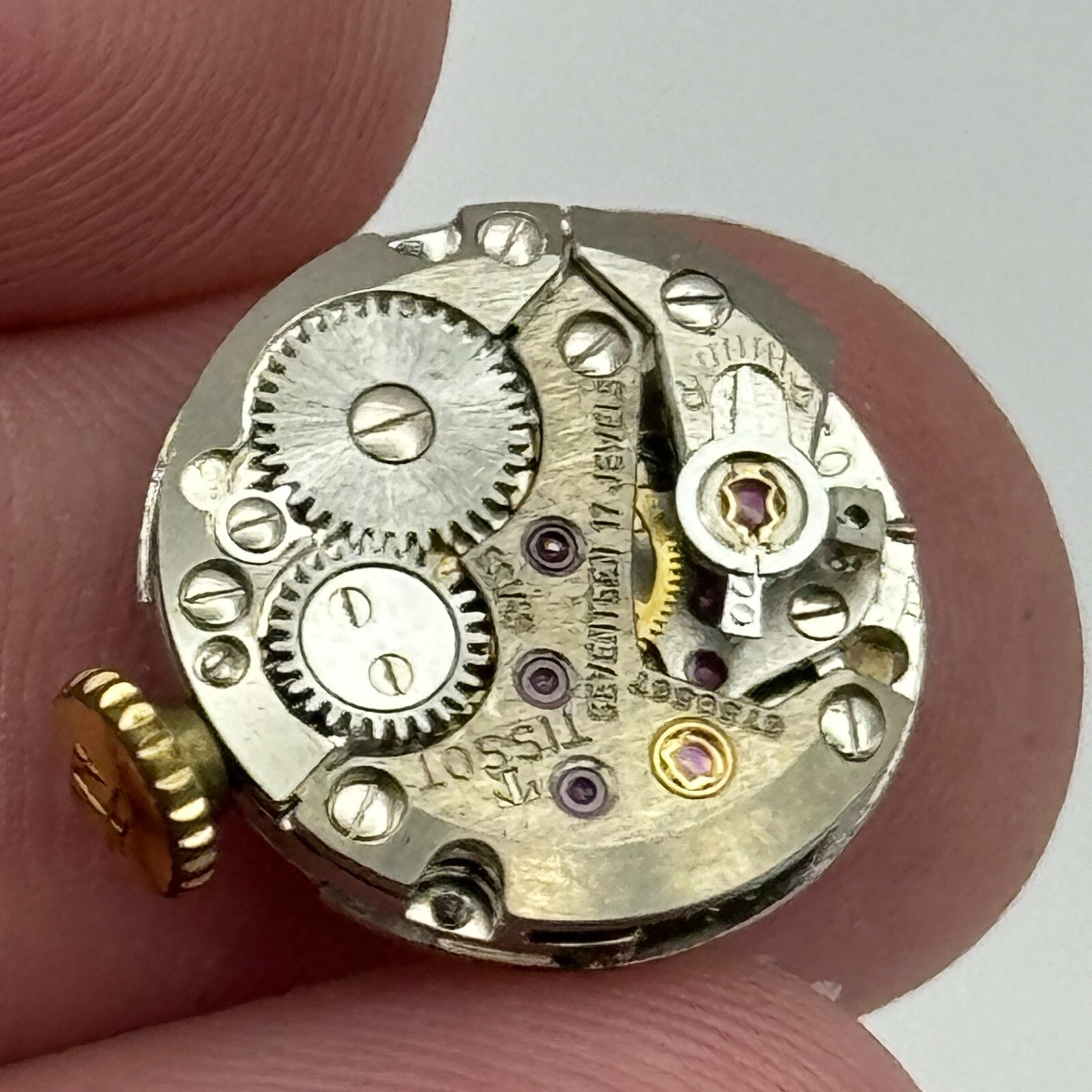 15.5mm Tissot 709 Swiss 17 Jewels Manual Wind Watch Movement Crown Vintage PARTS