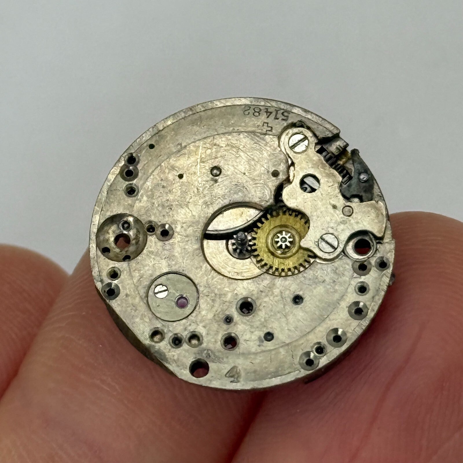 19.7mm Vintage FHF Patent 51482 Swiss Manual Wind Watch Movement PARTS REPAIR