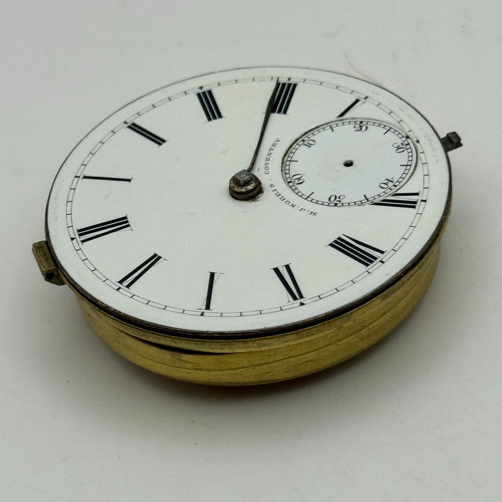 44.6mm Antique H J Norris Coventry Balance Intact Pocket Watch Movement PARTS
