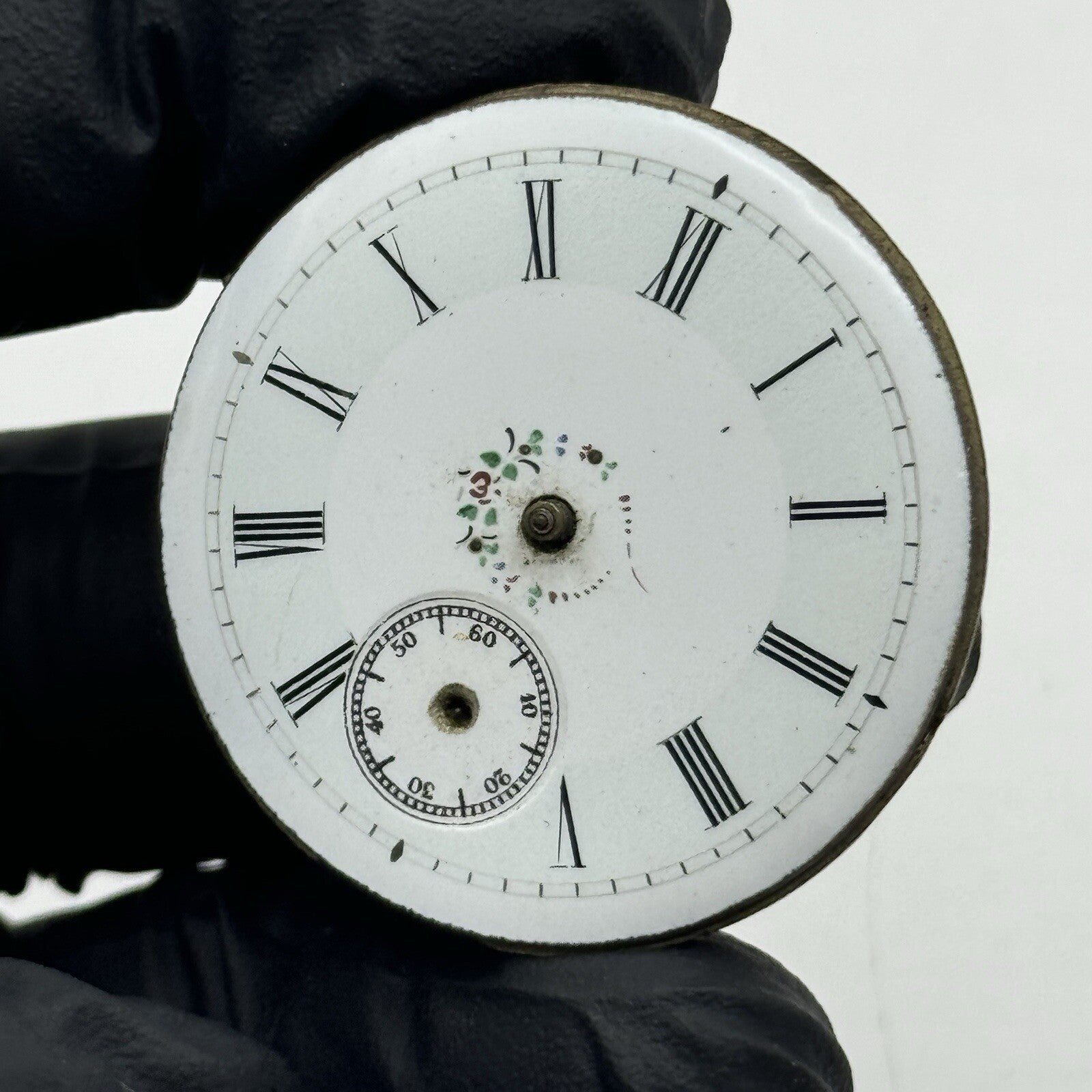 36.2mm Beautiful Patterned Dial Cylinder Pocket Watch Movement FOR PARTS