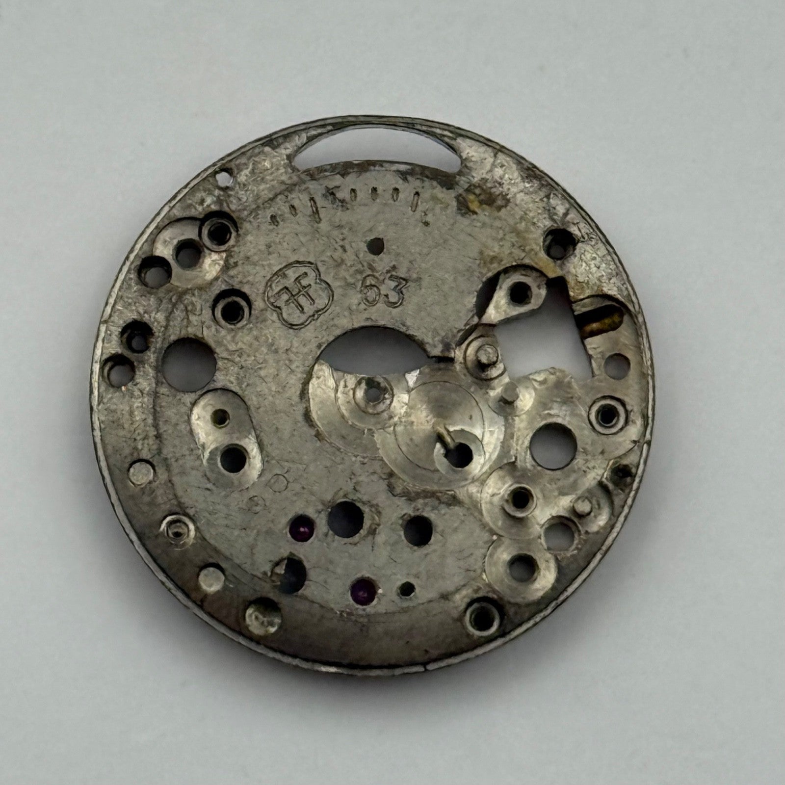 FHF 63 Watch Movement Main Plate Manual Wind Vintage Swiss Parts Repair 19.6mm