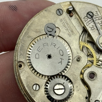 43mm Derrick 15 Jewels Swiss Vintage Hunter Pocket Watch Movement PARTS REPAIR